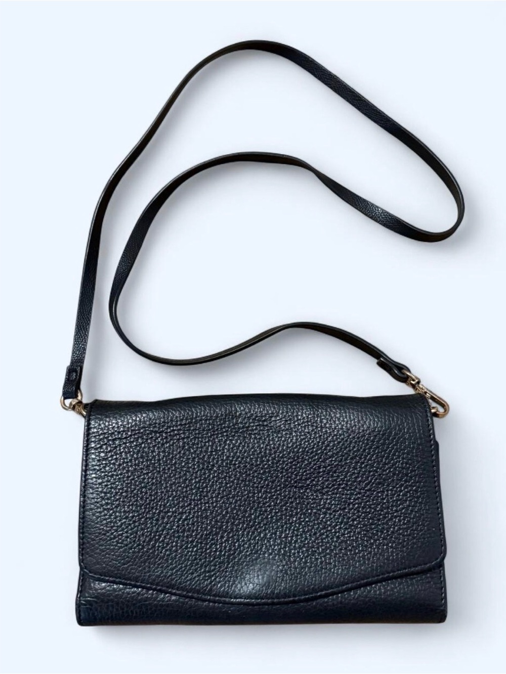 Cuyana Black Pebbled Leather Mini Purse Wallet Removable Strap Designer